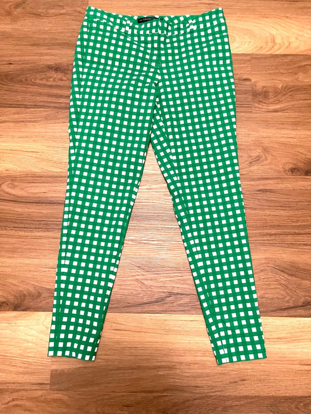 The Limited Green and White Gingham Exact Stretch Pants